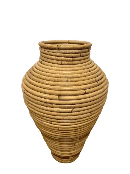 Jarron Rattan 30 cms alto en Madera natural - Macetas, Uruguay | Camino a Casa