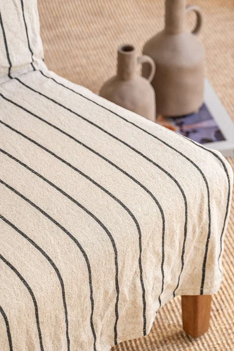 SILLA SOHO - LINO RAYADO en Beige - Butacas, banquetas y puffs, Uruguay | La Iberica, vista 4