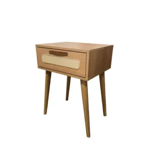 Mesa de Luz Praga – Marrón Claro con Esterilla en Madera natural - Mesas de luz, Uruguay | Berna home