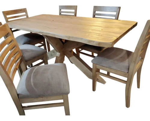 Juego De Comedor Madera Maciza Ozark Griego Con 6 Sillas A Eleccion en Madera natural - Mesas de comedor, Uruguay | Ozark Home
