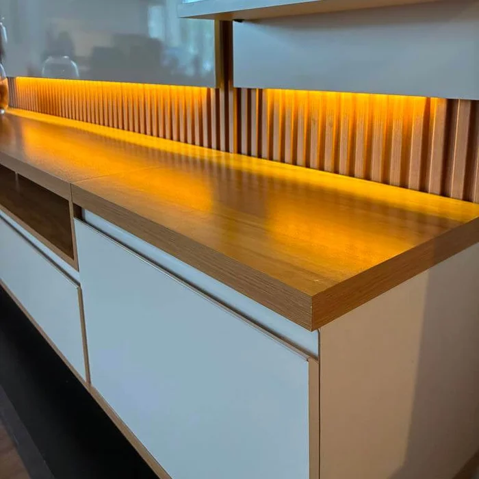 Rack con Panel Modular Sao Paulo Completo con Led MDF/MDP en Tauari - Muebles para TV, Uruguay | Balton, vista 5