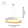 Luminaria led suspender blanca y madera 48W dimerizable, 50cm en Multicolor - Lámparas colgantes, Uruguay | Iluminica, vista 6 de 6