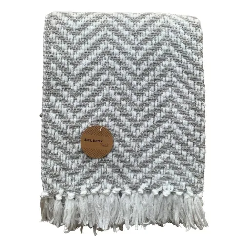 MANTA TEJIDA POLIESTER 125X150CM ZIG ZAG GRIS en Gris - Textiles, Uruguay | Decohogar
