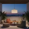 Colgante pantalla de tela natural y detalles en madera 56cm en Blanco - Lámparas colgantes, Uruguay | Iluminica, vista 5 de 6