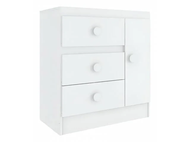 Comoda 1P 3C Blanco/Rosa-Azul en Blanco - Cómodas, Uruguay | Que Sal Muebleria