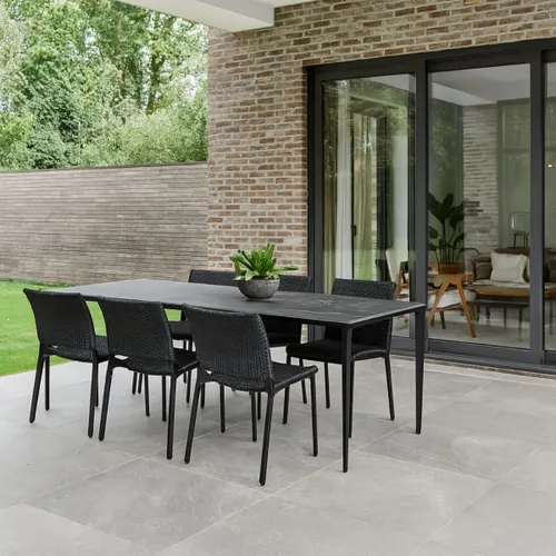 MESA DE EXTERIOR CELLINA NEGRO RECTANGULAR - Mesas de comedor, Uruguay | Viasono