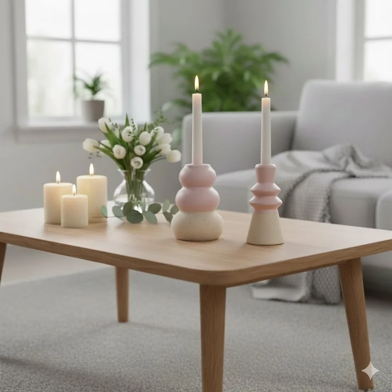 CANDELABRO BOCEL 7x7x14.5CM CERAMICA ROSA en Rosa - Velas y Portavelas, Uruguay | Decohogar, vista 3