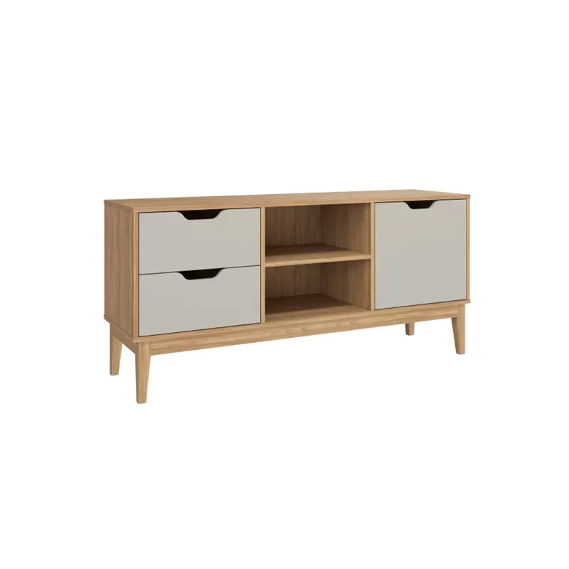 Rack 2 Cajones 1 Puerta 1 Cajon Con Patas Mdp Blanco en MIEL OFF WHITE - Muebles para TV, Uruguay | Soy Hogar