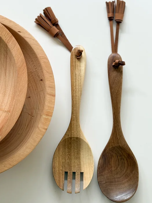 Juego de cubiertos ensaladeros con cuero en Madera natural - Decoración, Uruguay | Dreams On Time, vista 15