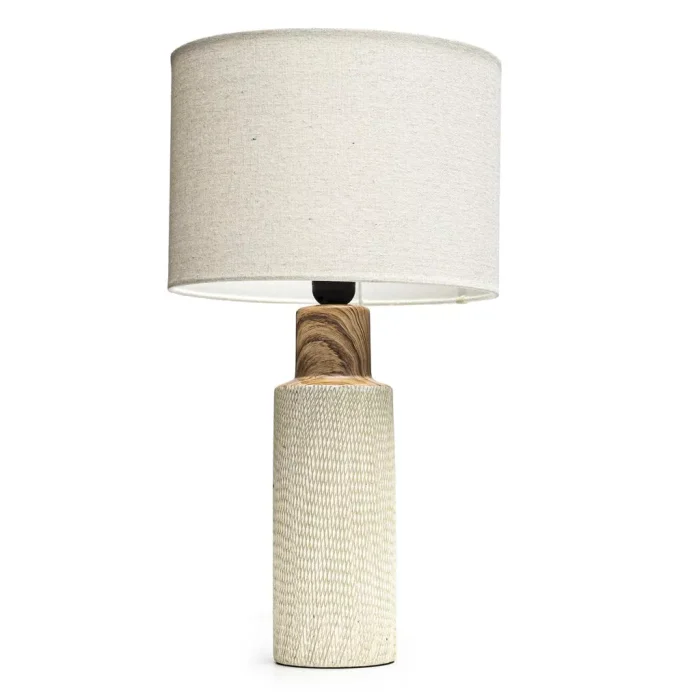 Lámpara porcelana simíl madera - blanco en Beige - Decoración, Uruguay | Concetto Casa
