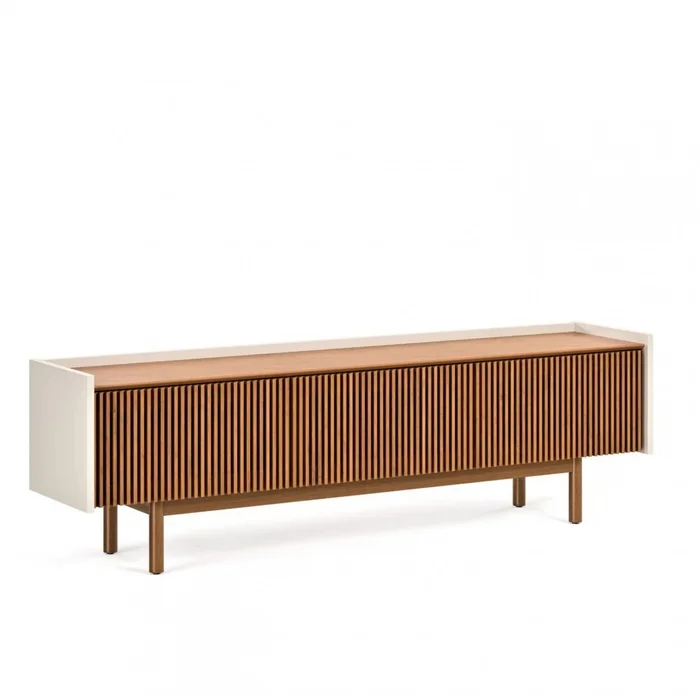 Rack de TV Dune Ripiado 1.8 - Linea Manhattan - Off White en Madera natural - Muebles para TV, Uruguay | Rústico Hogar, vista 2