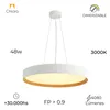 Luminaria led suspender blanca y madera 48W dimerizable, 50cm en Multicolor - Lámparas colgantes, Uruguay | Iluminica, vista 5 de 6