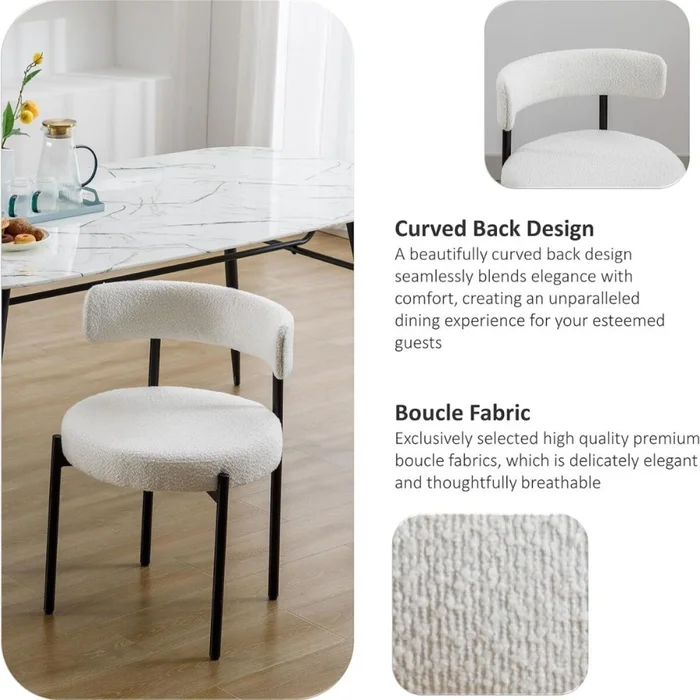 Silla Boucle Metal Y Tela - BLANCO en Blanco - Sillas, Uruguay | La Cueva Muebles, vista 4