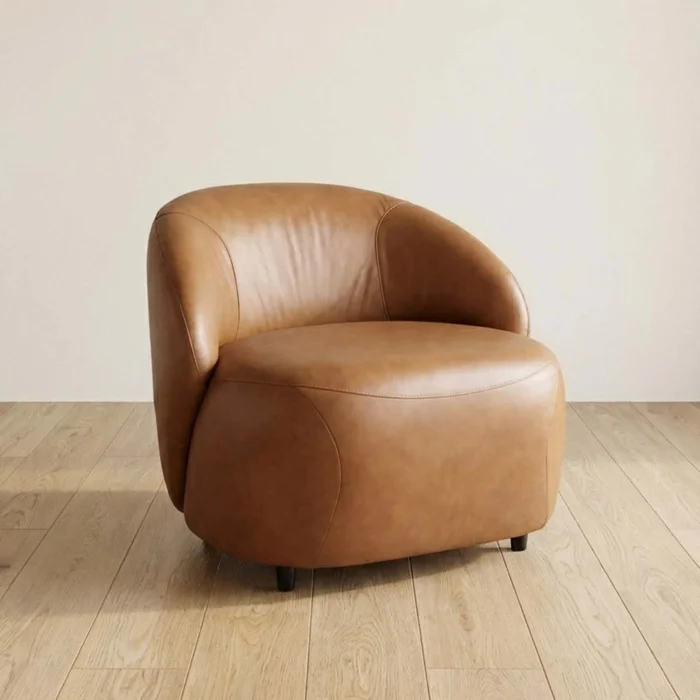 Butaca 1 Cuerpo Cuero-100-natural Marron Zoe Camel en Beige - Sillones y sofás, Uruguay | Divino