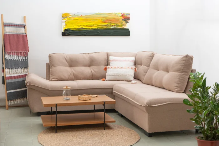 HELLEN- SOFA ESQUINERO VICENZA MARRON CLARO - Sillones y sofás, Uruguay | Alfa Ventas