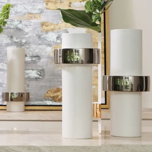 FLORERO ARO III Blanco en Blanco - Decoración, Uruguay | Viasono