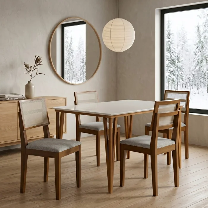 Juego de comedor Safira 4 sillas - Moderna Hogar en Blanco - Mesas de comedor, Uruguay | Moderna Hogar
