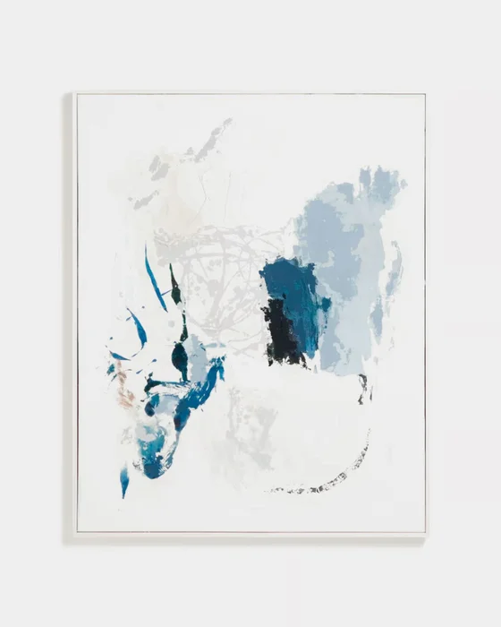 Cuadro abstracto Erale gris y azul pintado a mano - 80 x 100 cm en Multicolor - Decoración de pared, Uruguay | Kavehome