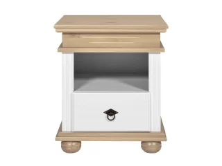Mesa de luz con nicho 1C Madera maciza en Acabado: Pintura UV Washed White (Blanco lavado) - Mesas de luz, Uruguay | Quesal, vista 3