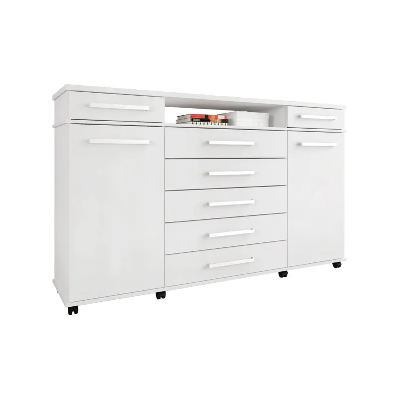 Comodas Cajoneras 7 Cajones 2 Puertas Estante Blanco London en Blanco - Cómodas, Uruguay | Soy Hogar