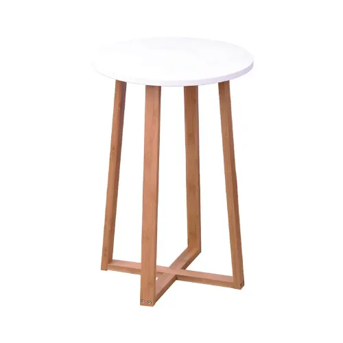 MESA REDONDA 40X40X60 CM BAMBOO CON BLANCO en Blanco - Mesas de arrimo, Uruguay | Koz