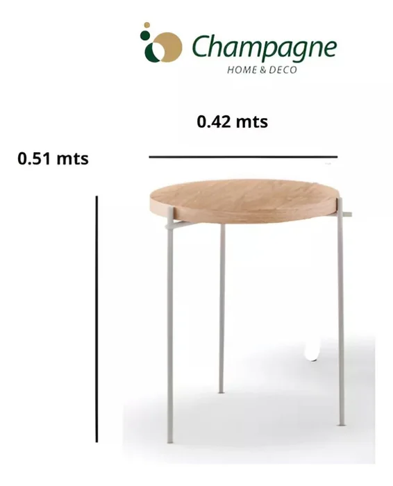 Mesa lateral - Madera clara, pie en metal blanco. en Madera natural - Mesas de living, Uruguay | Champagne Home, vista 2