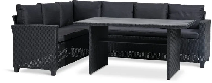 Set jardín AGERMOSE 6 plazas negro en Negro - Muebles para el exterior, Uruguay | JYSK