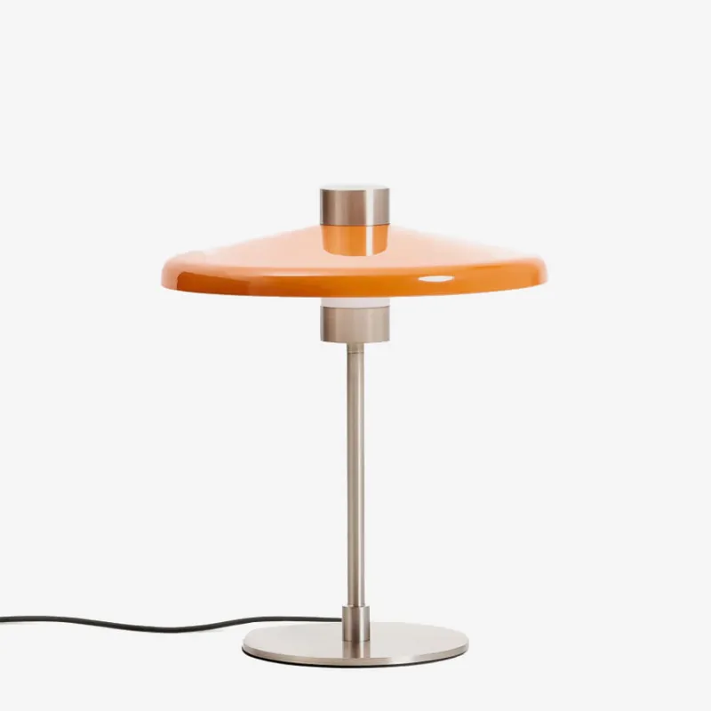 Lámpara de mesa Nuvira de acero cepillado - gris claro y pantalla naranja en Naranja - Lámparas de mesa, Uruguay | Kavehome