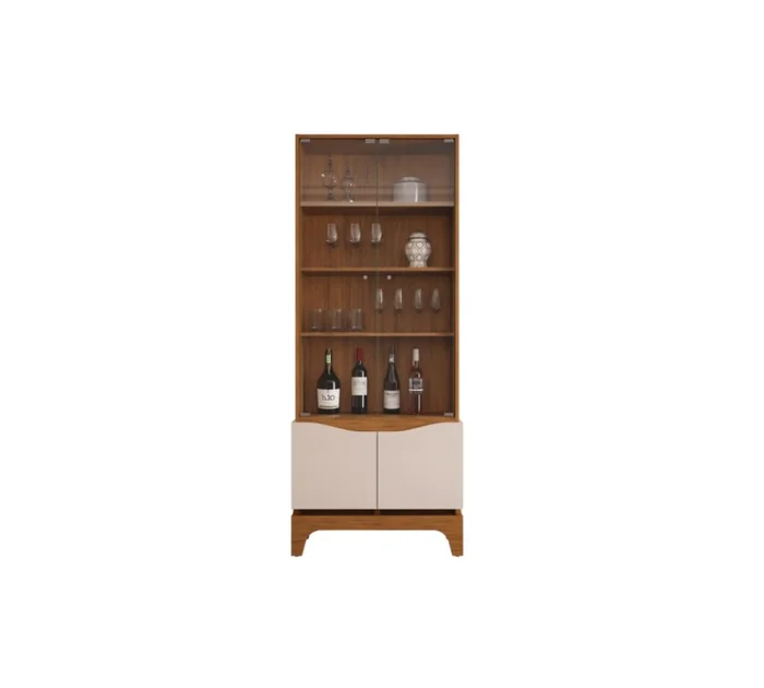 Cristalero 2 Puertas de Vidrio en MDF - Nice - Beige en Beige - Aparadores y recibidores, Uruguay | Rústico Hogar