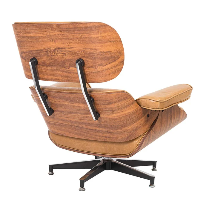 Butaca C/puff 1 Cuerpo Cuero-100-natural Marron Eames Camel en Beige - Sillones y sofás, Uruguay | Divino, vista 4