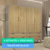 Ropero Armario de 4 Puertas, 2 Percheros y 4 Cajones en MDP - Madera - Línea Melilla - Cinza en Gris - Roperos y placares, Uruguay | Mulata, vista 9 de 9