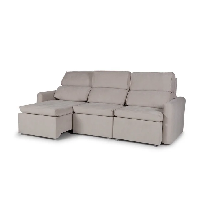 Sofá Santiago (Rebatible) - Tela Microfibra - 3 cuerpos - TC 1010 (Beige) en Gris - Sillones y sofás, Uruguay | NYR, vista 3