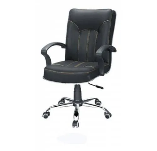 Silla escritorio Eco Cuero Negro base cromada - Escritorios y sillas de escritorio, Uruguay | Que Sal Muebleria