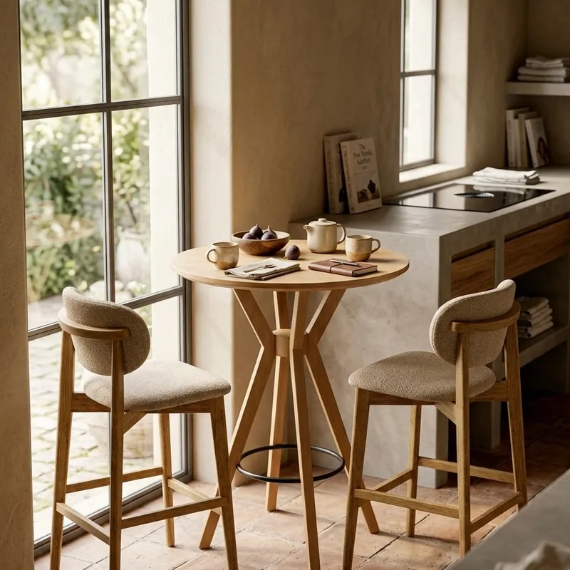 BANQUETA AXIS CARVALHO Y BEIGE CLARO T424C en Calvalho - Muebles, Uruguay | Indrana