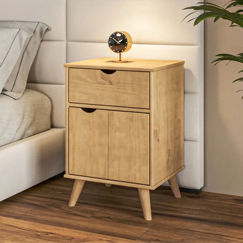 Mesa de luz 1 Cajón 1 Puerta - Linea Berlín - Marrón - Mesas de luz, Uruguay | Ecowood