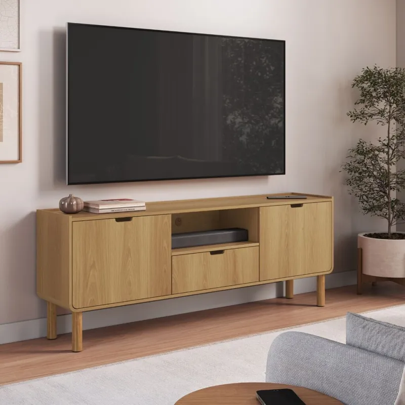 Rack Aura - Natural en Marrón - Muebles para TV, Uruguay | NYR