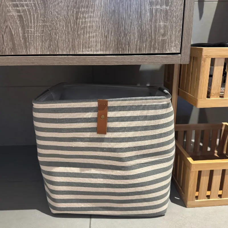 Canasto cesto para ropa sucia tela rayas - horizontal en Azul - Canastos, Uruguay | Buho Store