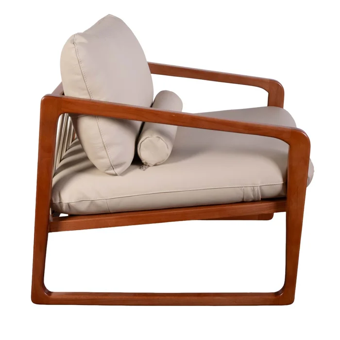 Butaca 1 Cuerpo Cuero-y-madera Trento en Beige - Sillones y sofás, Uruguay | Divino, vista 5
