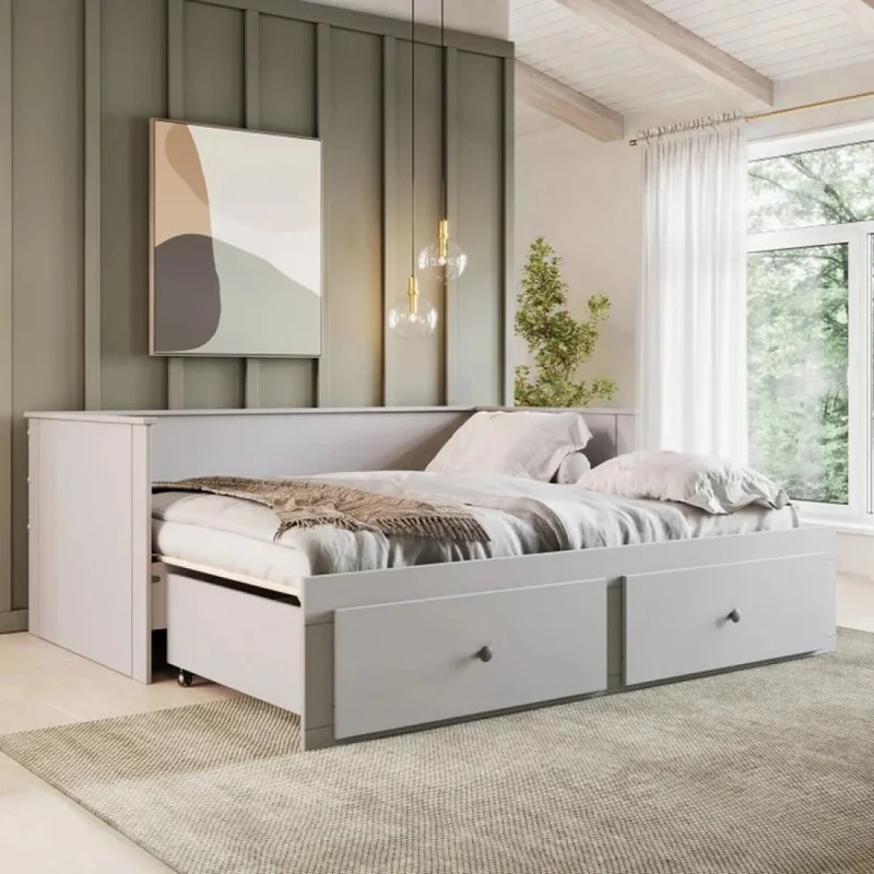Cama Somnus 1 Plaza / auxiliar - Funcional - Gris en Blanco - Dormitorio, Uruguay | Ecowood, vista 3