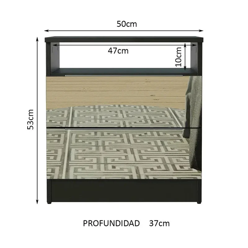 Mesa de Luz con 2 Cajones y Espejo en Rustic - Mesas de luz, Uruguay | Balton, vista 19