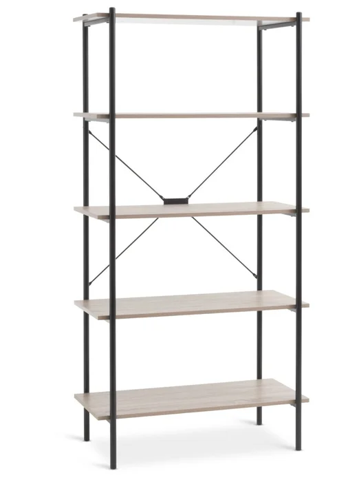 Estantería VANDBORG 5 est color roble/negro en Madera natural - Bibliotecas, Uruguay | JYSK