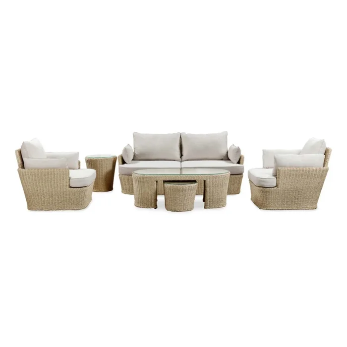 Set De Living Rattan-sintetico-y-aluminio Natural-beige Barany en Madera natural - Muebles para el exterior, Uruguay | Divino, vista 2