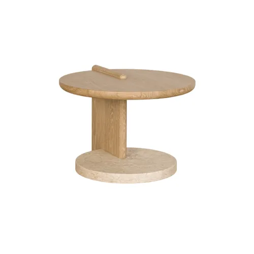 MESA LIVING BAKERS ROBLE Y MARMOL D60XH42 en Madera natural, Uruguay | Masinfinito Casa
