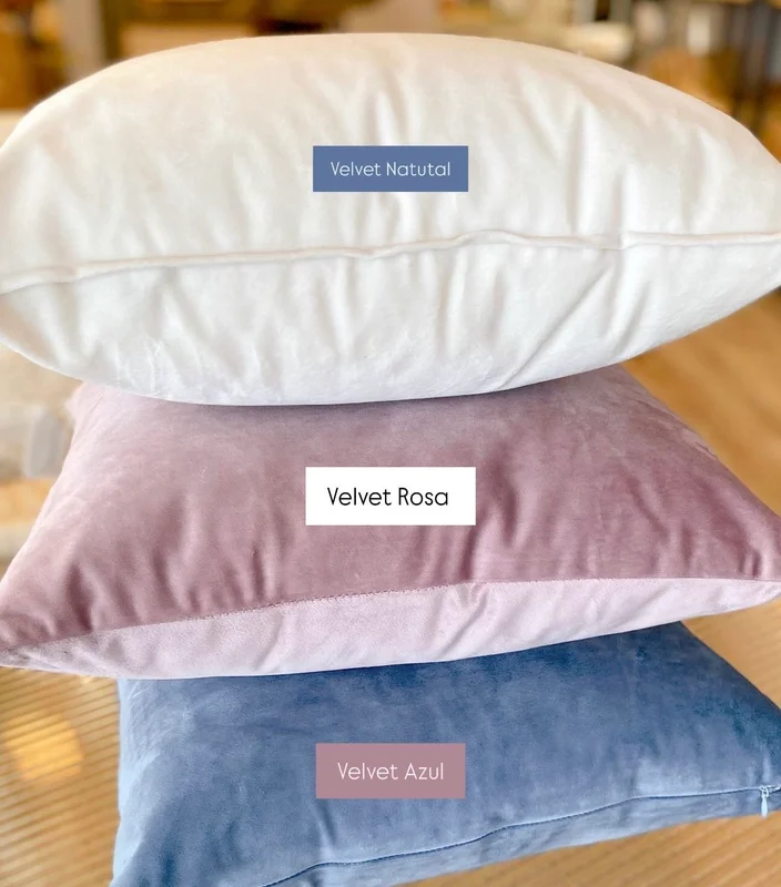 Almohadón Velvet Cuadrado en Natural, Rosa, Azul - Textiles, Uruguay | Indrana, vista 3