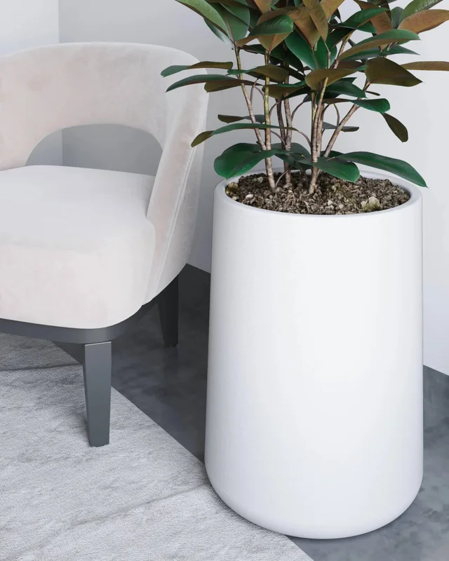 Macetero Gota 55 Blanco Alto 55cm x 36cm Ancho Boca x Diam Base 40cm, 60 lts en Blanco - Macetas, Uruguay | Champagne Home, vista 3