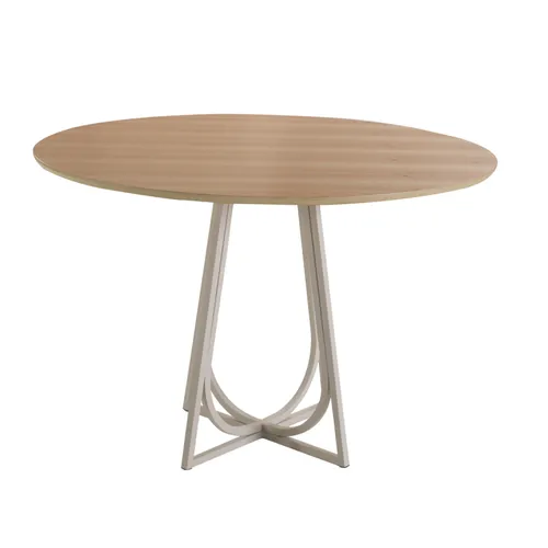 MESA COMEDOR REDONDA - TAPA MADERA CLARA - BASE IZA en Madera natural - Mesas de comedor, Uruguay | Champagne Home
