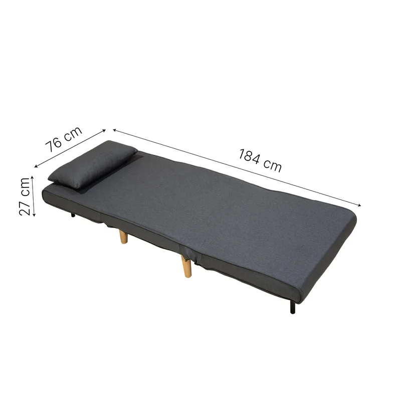 Sofa Cama 1 Plaza Plegable Patas De Madera Tapizado Tela en Gris - Sillones y sofás, Uruguay | Soy Hogar, vista 8