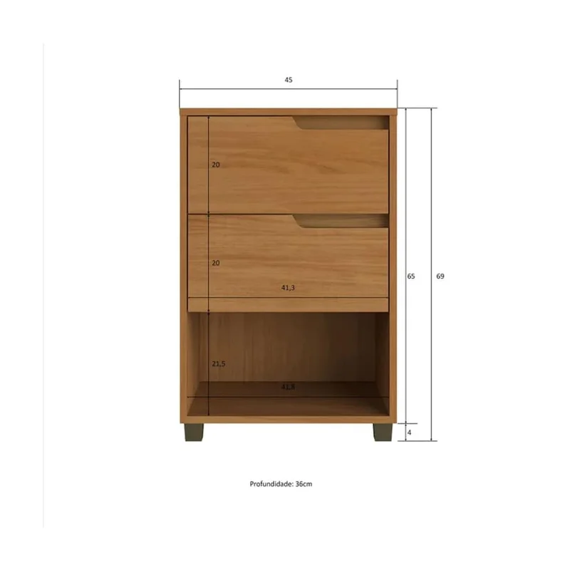 Mesa De Luz 2 Cajones 1 Espacio Dormitorio 100% Mdf - Mesas de luz, Uruguay | Lais Muebles, vista 3