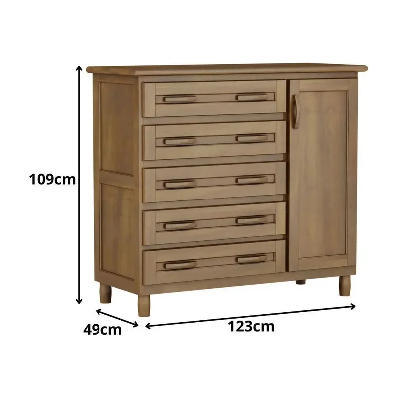 Comoda Zapatera 5 Cajones 1 Puerta 100% Madera en Madera natural - Cómodas, Uruguay | Soy Hogar, vista 6