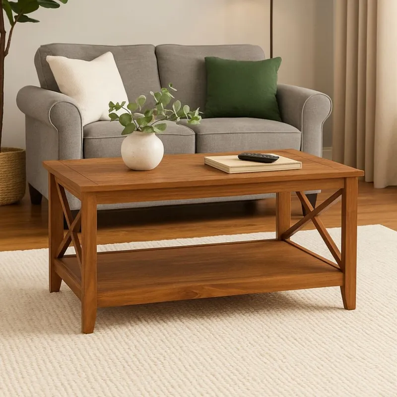 Mesa de Living Open - Blanco/Roble en Multicolor - Mesas de living, Uruguay | La Cueva Muebles